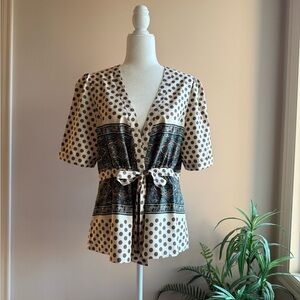 Ann Taylor Polka Dot & Paisley Wrap Blouse - Size 14